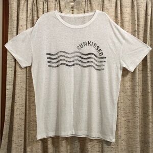 Aerie Linen Blend Oversized "Sunkissed" Graphic Tee - Large
